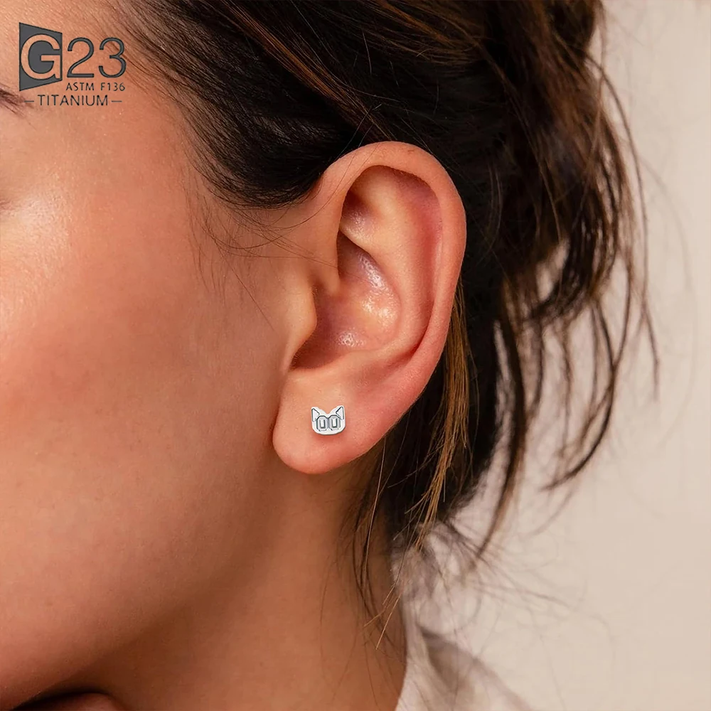 Piercing de Titanio G23 ASTM F136 con Rosca Interna, Diseño Gráfico Pixelado, para Labret, Tragus, Hélix, Cartílago, Oreja, Labio y Cuerpo