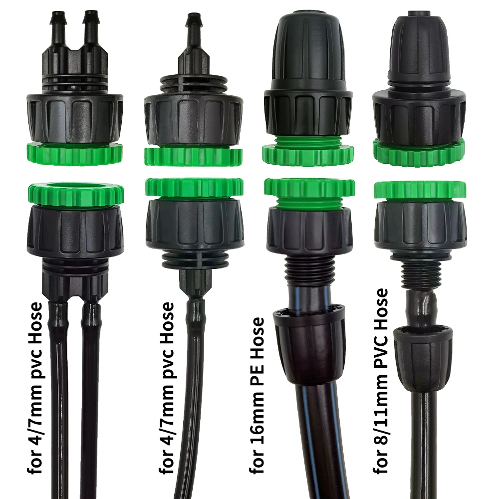 WUJIE 3X adaptador de grifo de jardín conectores de manguera divisores hembra 1/2 "3/4" a 4/7mm 8/11mm 16mm accesorio de tubería de riego por goteo