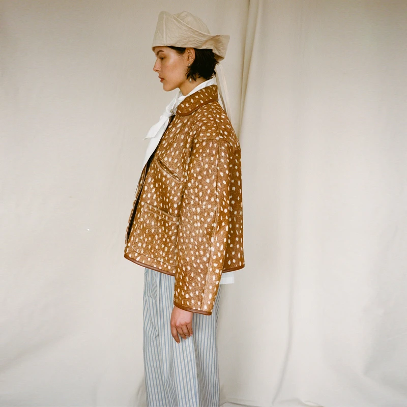 Chaqueta Elegante con Estampado de Animalitos para Mujer, Solapa, Manga Larga, Abrigo Cálido, Estilo Casual para Exteriores, Ropa de Calle, Novedad 2026