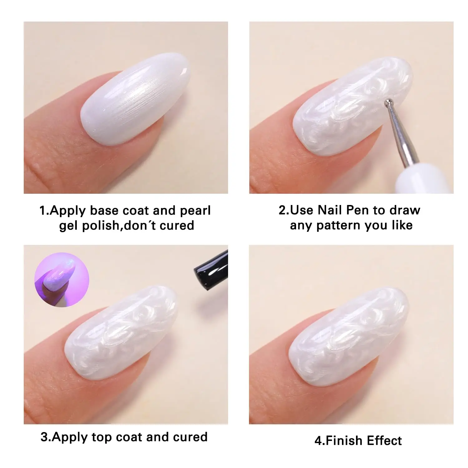 Esmalte de Uñas en Gel Blanco Perla 15ML, Color Puro Transparente, Mismo Color y Envase, Esmalte de Gel Removible, Manicura Artística, Salón, DIY en Casa para Mujeres