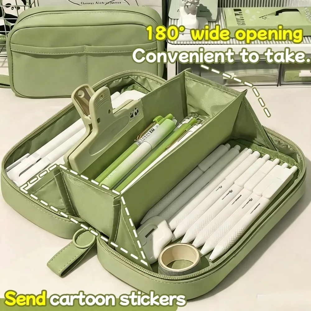 Estuche para Lápices Volcano de Gran Capacidad, Almacenamiento de 3 Compartimentos, Organizador de Lápices y Papelería de Alta Estética para Niños y Niñas