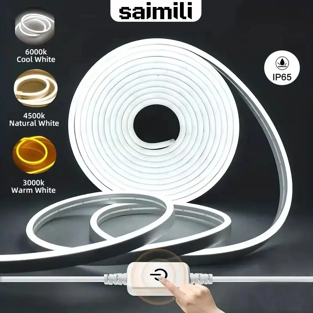 Tira de luz LED de neón con Sensor táctil, lámpara de neón impermeable regulable por USB, cinta Flexible de silicona, retroiluminación de dormitorio, decoración DIY, 5V