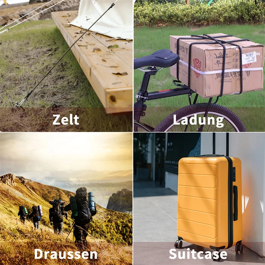 Cuerdas elásticas de 6 mm de grosor con ganchos de mosquetón metálicos, cuerdas elásticas de 30/60/90/120/150 cm para bicicleta, equipaje de coche y portaequipajes de techo