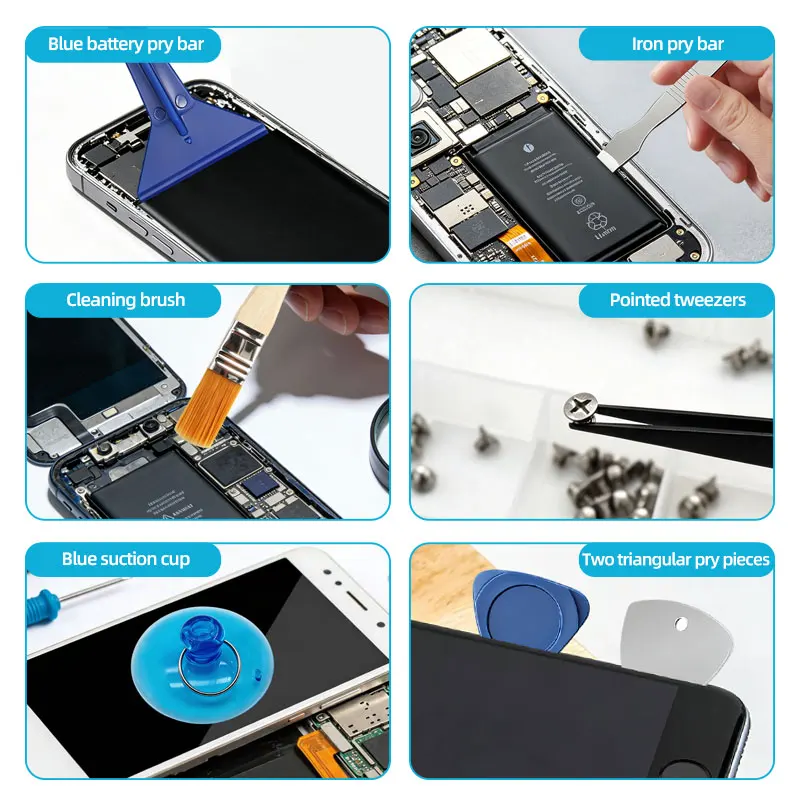 Kit de 21 Herramientas para Reparación de Pantallas Curvas de Teléfonos Móviles y Tablets, Palanca de Desmontaje, Herramienta de Apertura, Ventosa, Cepillo de Limpieza
