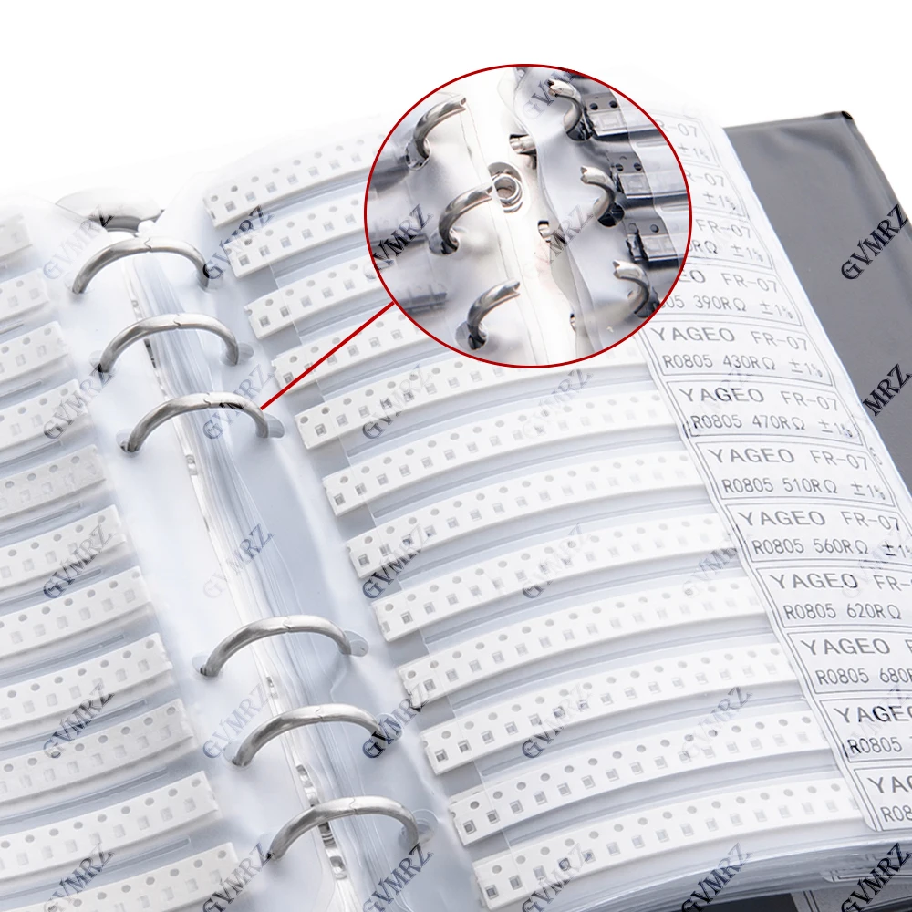 Kit de Resistores 1% FR-07, 170 Valores, SMD, Kit de Surtido de Resistores en Libro, 0201 0402 0603 0805 1206, 0R-10M, Libro de Muestras SMD para DIY