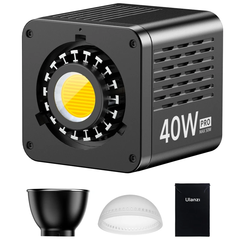 Ulanzi L023 40W Pro Luz de vídeo Luz COB bicolor Mini luz de vídeo de montaje Bowens 3400mAh 2500K-6500K con puerto DC y tipo C