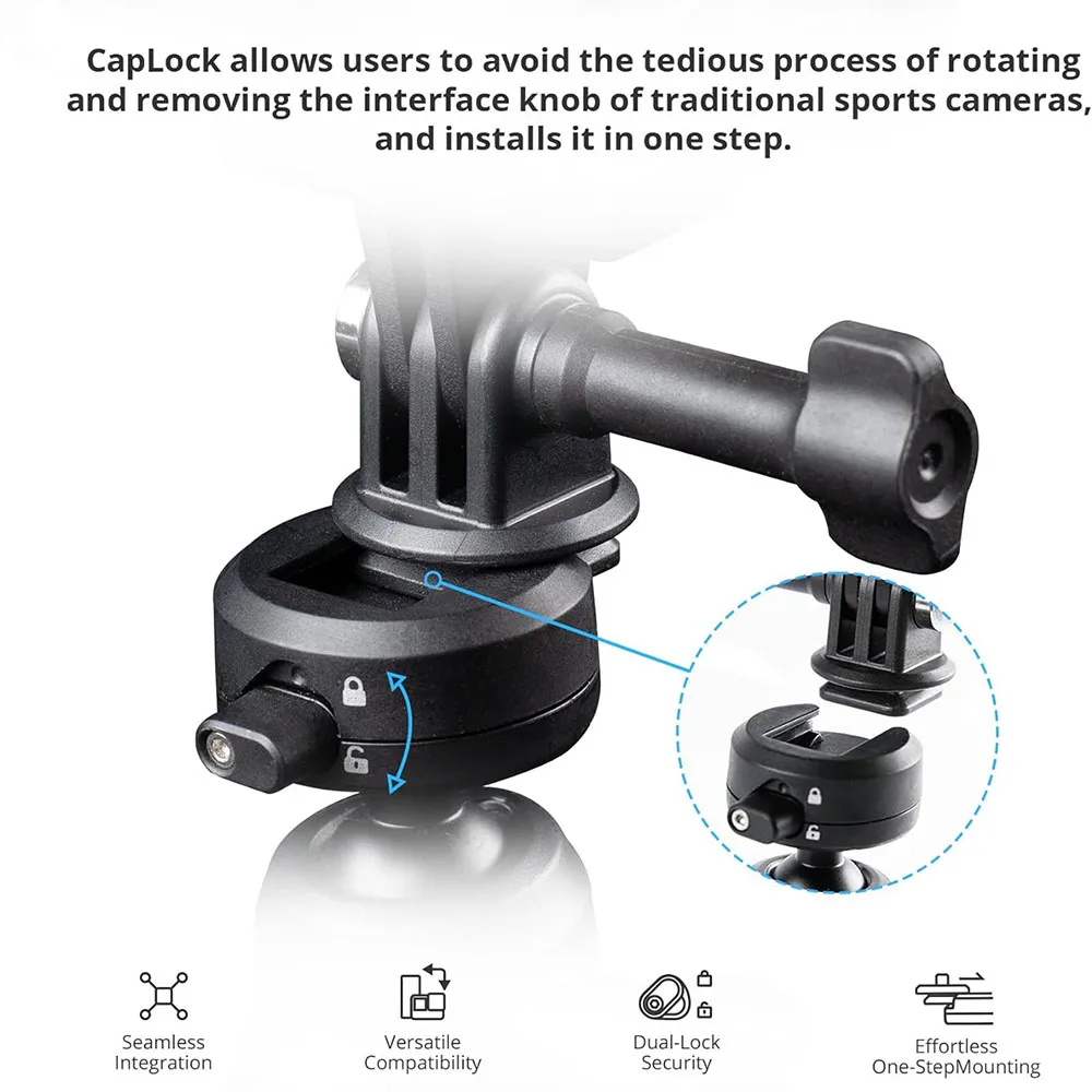 PGYTECH CapLock bicicleta motocicleta manillar montaje soporte para DJI OSMO Action 4/3/2, POCKET 3, Gopro Hero 12/11/10/9