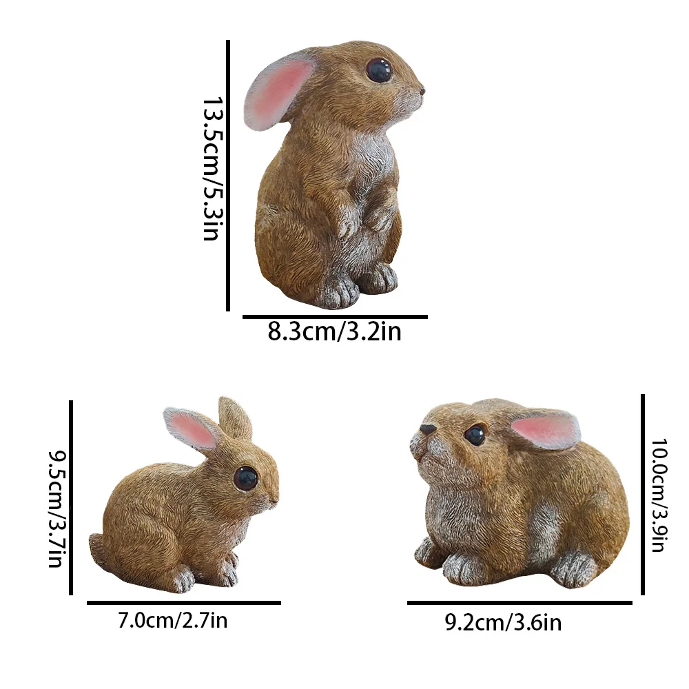 Decoración de conejito para exteriores, Juego de 3, estatuas para el hogar, jardín, mesa de conejo de pascua, Garde divertido