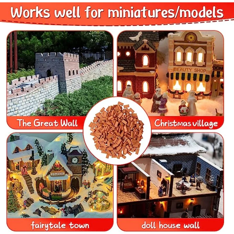 50-150 Uds. 1:16 Mini modelo de ladrillos reales, accesorios de paisajismo de estatuillas en miniatura, juguete de ladrillos falsos DIY para construcción de jardín de hadas
