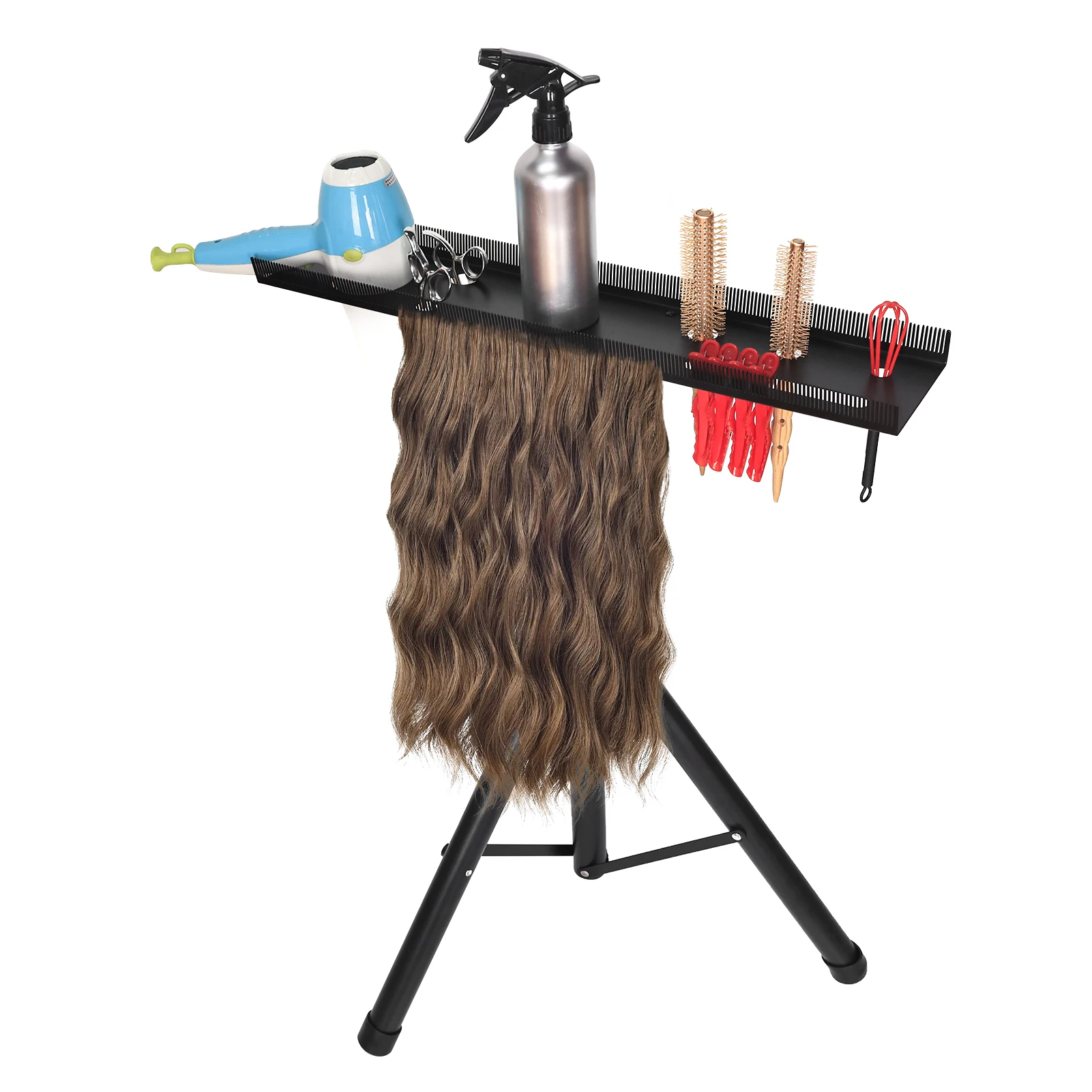 Soporte ajustable de doble cara para estilistas, soporte para extensiones de cabello, herramientas de maquillaje