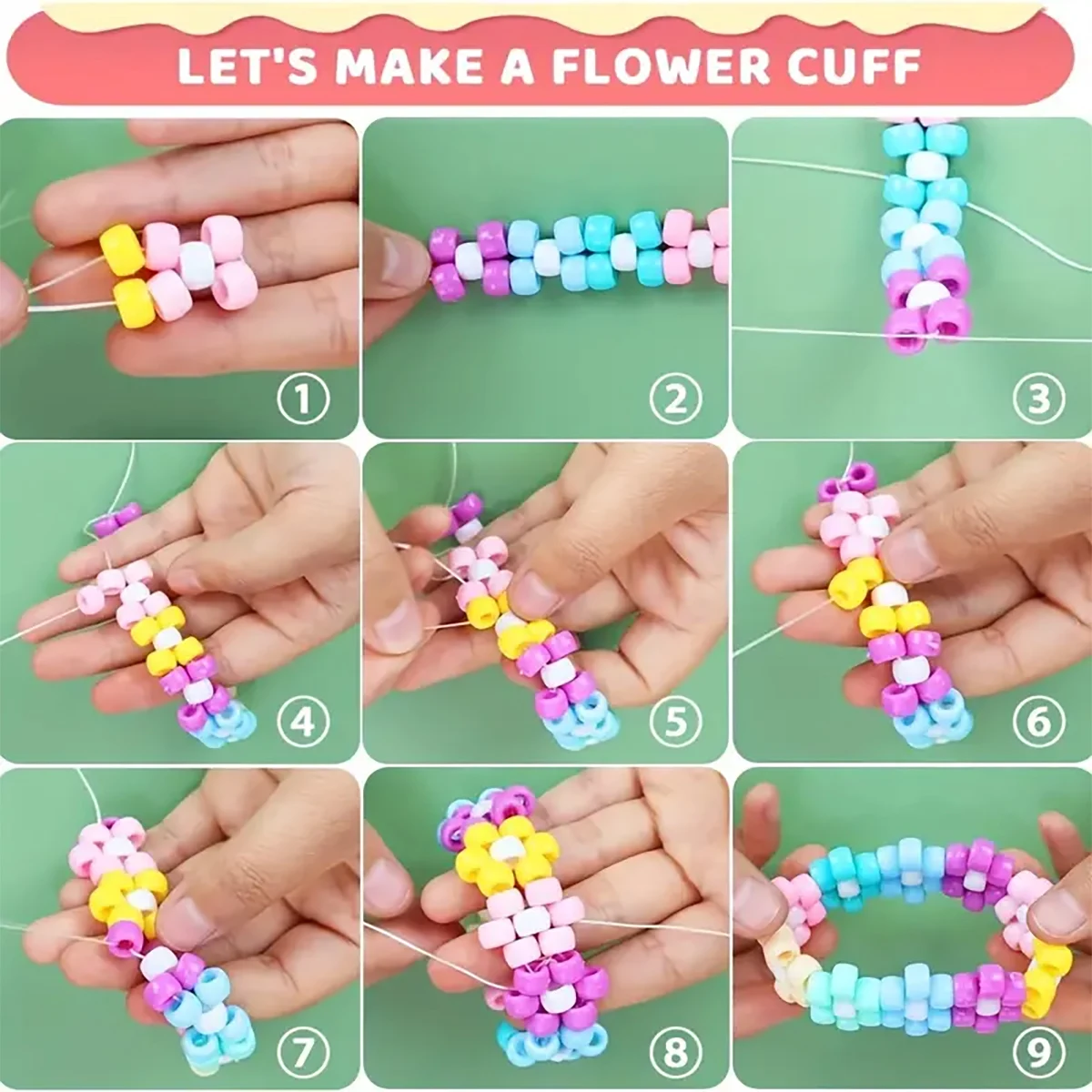 Kit de 2400 piezas para manualidades de cuentas, cuentas de plástico multicolor para hacer joyas, pulseras, trenzado de cabello y manualidades DIY con organización