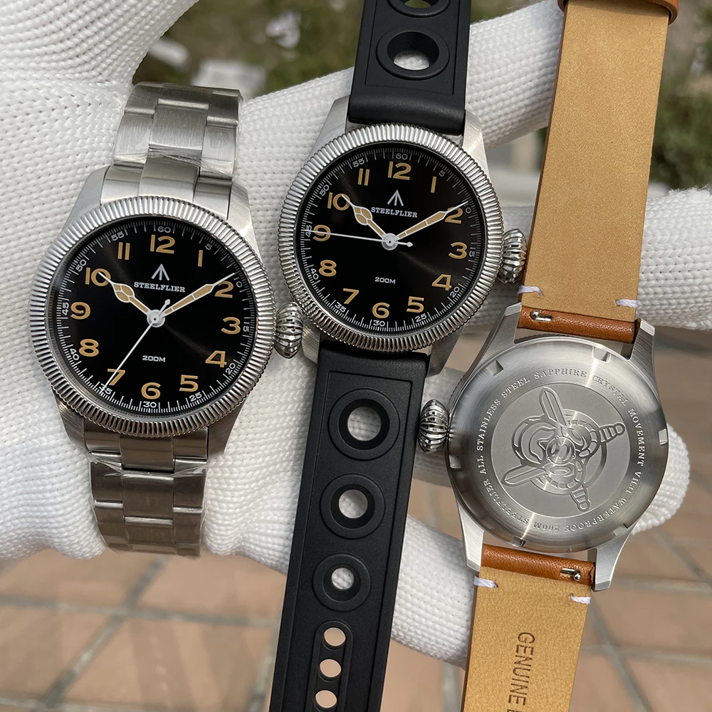 STEELFLIER oficial SF741 relojes de pulsera clásicos de cuarzo recuerdos espejo de zafiro VH31 silencioso 200M impermeable reloj luminoso de lujo