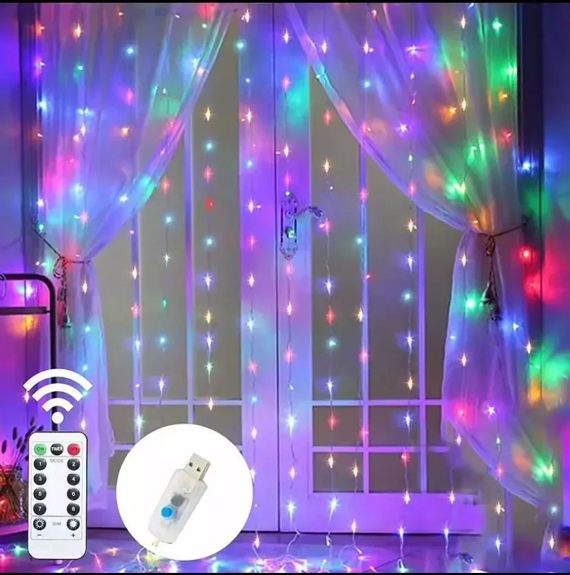 Cortina de luces LED de 3M, guirnalda de luces de Navidad, lámparas para boda, fiesta, hogar, decoración de jardín
