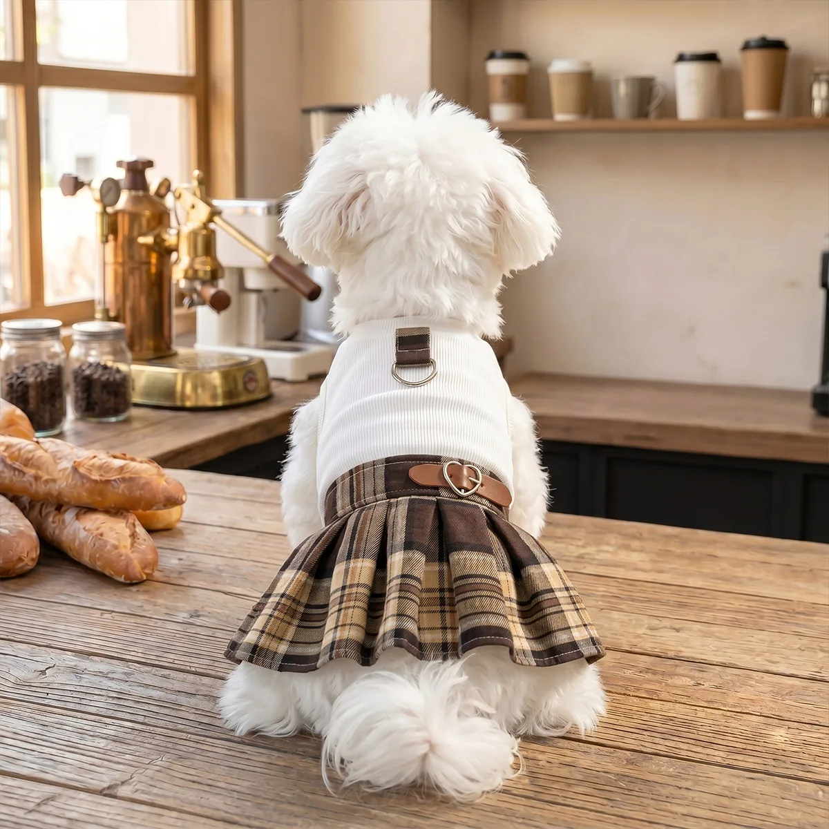 Falda plisada a cuadros estilo británico para mascotas, ropa nueva de otoño e invierno para mascotas, ropa para perros estilo universitario, vestido para mascotas.