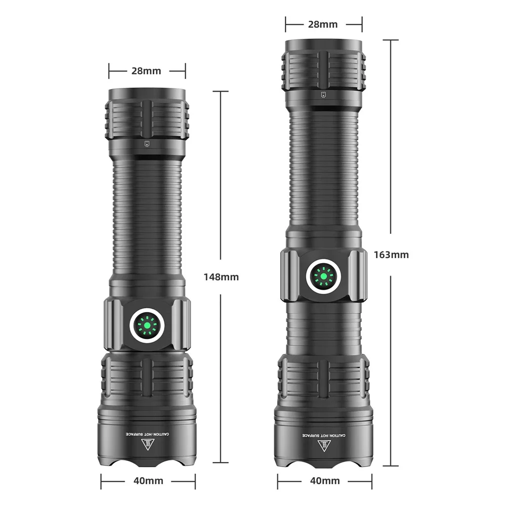 Linterna Táctica Láser Blanco 2000 Lúmenes Zoom USB-C Recargable con Montura Modo Strobe Resistente al Agua para Caza Ciclismo Camping Emergencias