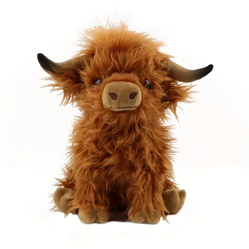 25cm simulación Kyloe crema vaca de las tierras altas Animal de peluche de juguete suave relleno vaca de las tierras altas Cattlle Plushie regalo de cumpleaños para niños niñas