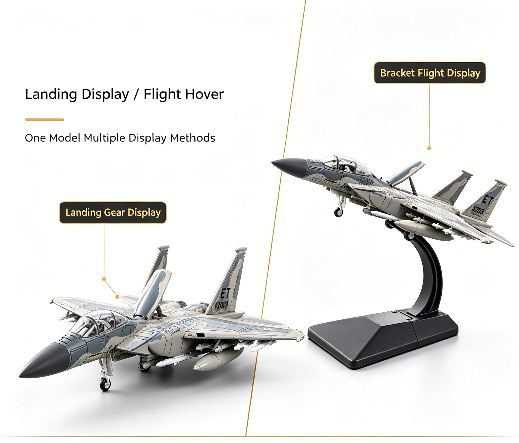 Modelo de Avión de Combate a Escala 1:72, de Plástico, Ensamblaje Rápido, Réplica de Aviones F-15 Eagle y J-10, Colección de Aviones Militares para Exhibición