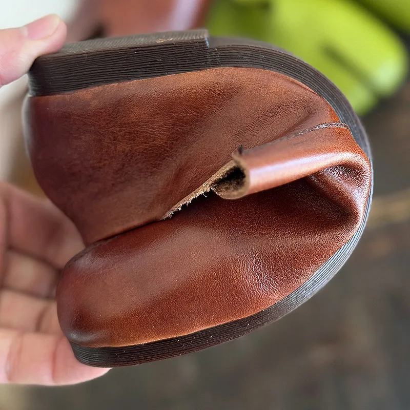 Careaymade - Zapatos de Mujer de Cuero Genuino con Suela Suave, Zapatos Planos de Piel de Vaca de Alta Gama con Punta Dividida y Boca Poco Profunda