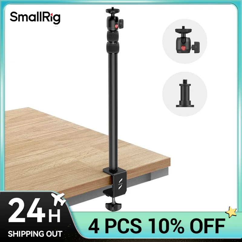 Soporte de mesa para montaje en escritorio de cámara SmallRig con cabezal de bola de 1/4 ", soporte de luz ajustable de 13 "-35,4", abrazadera de mesa para cámara DSL 3488