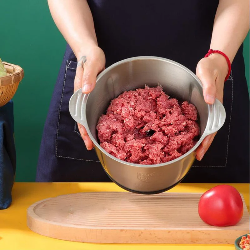 Picadora de carne de 2L, máquina de ahumado casera multifuncional de acero inoxidable, eléctrica, para carne fina y delgada.