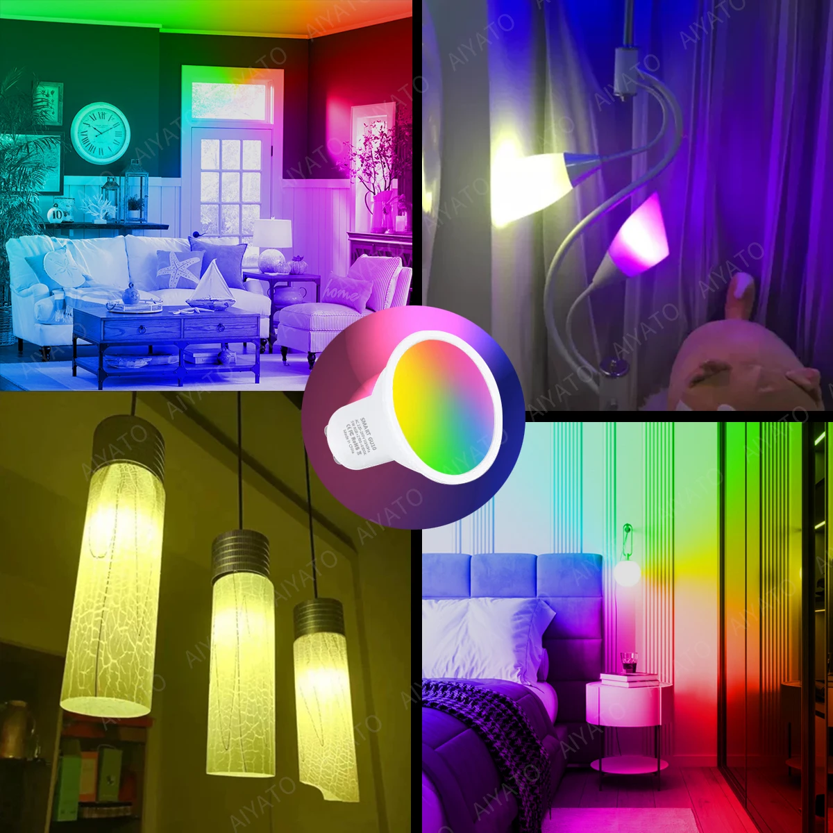 Tuya GU10 lámpara APP Control bombilla inteligente WIFI Bluetooth RGB 220V bombillas LED 5W regulable vida inteligente para habitación hogar grupo