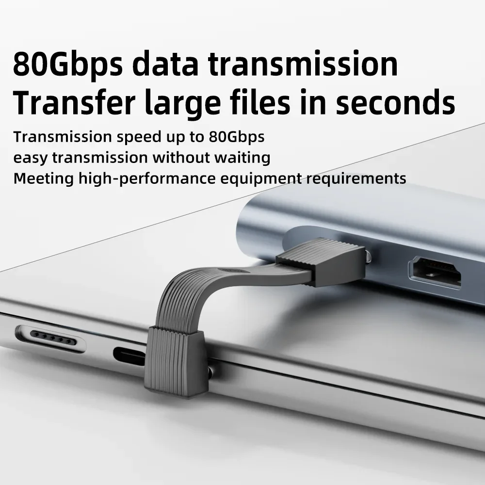 Cable USB-C a C corto de 5 cm y 90 grados, 80 Gbps, 240 W, carga rápida PD, salida de vídeo 8K a 60 Hz para SSD de portátil Thunderbolt4