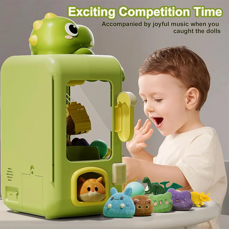 Máquina de garra de dinosaurio, juguetes, juego de Arcade electrónico, máquina de muñecas de captura ajustable, Mini expendedora de música, regalo de cumpleaños para niños