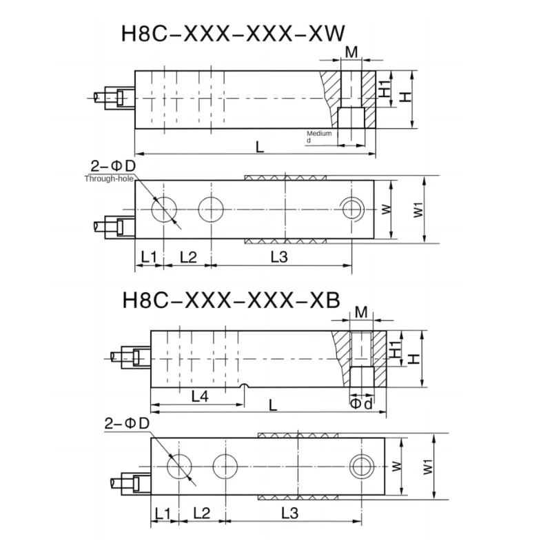 Sensor de peso H8C, celda de carga de viga de cizallamiento 500kg-10Ton 2mV/V 5-12VDC para sistemas de pesaje industrial, celda para plataforma de tolva de tanque