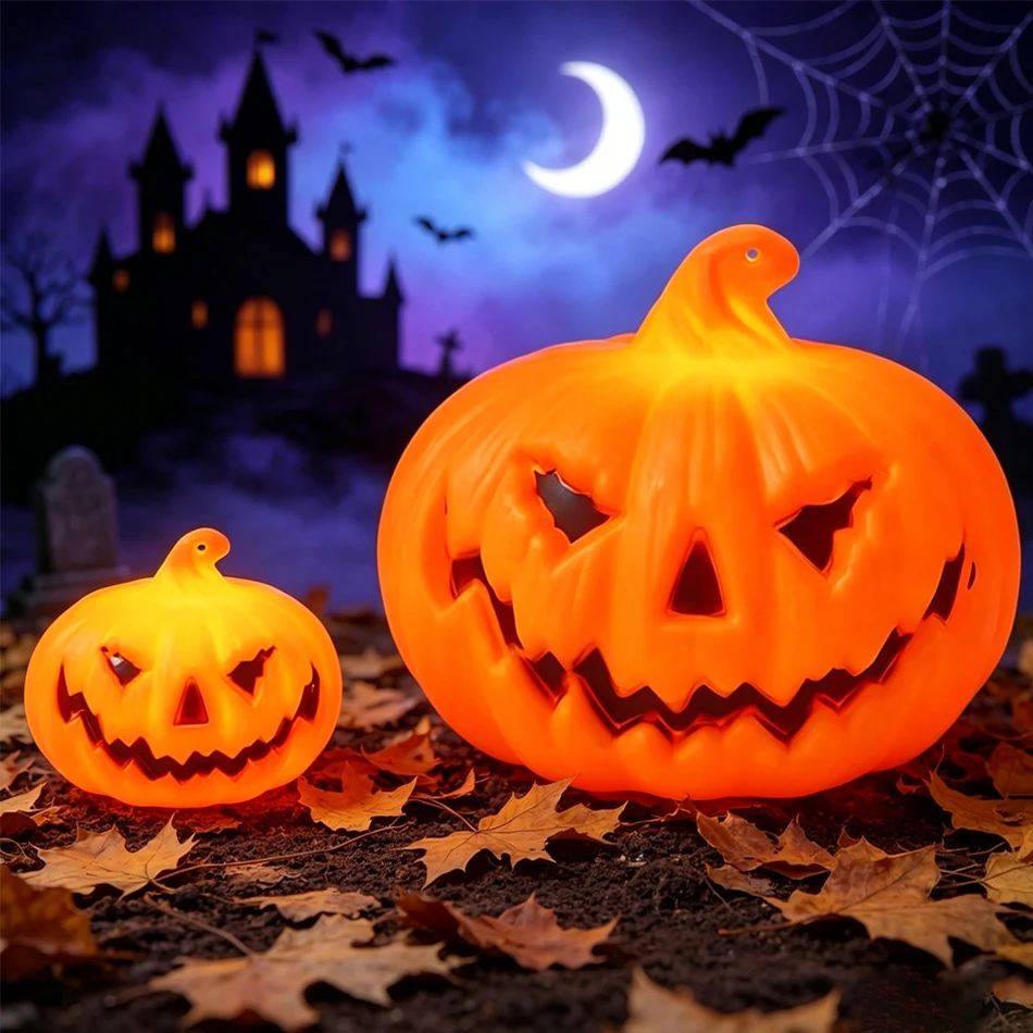 Lámpara LED de Calabaza sin Llama, Luz Cálida, Decoración de Mesa para Halloween, Luces de Ambiente para Fiestas en Bares Interiores