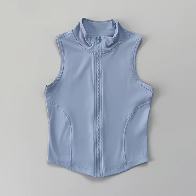 Ropa Deportiva para Mujer, Yoga, Fitness, Chaleco Deportivo sin Mangas con Cuello Alto y Cremallera, Chaleco Delgado para Yoga y Fitness
