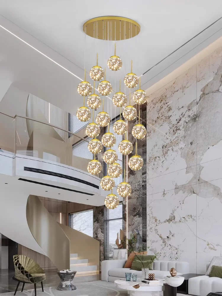 Bola de cristal LED moderna, candelabro regulable, Lustre de escalera, candelabro de habitación, Lustre, decoración del hogar, candelabro de techo