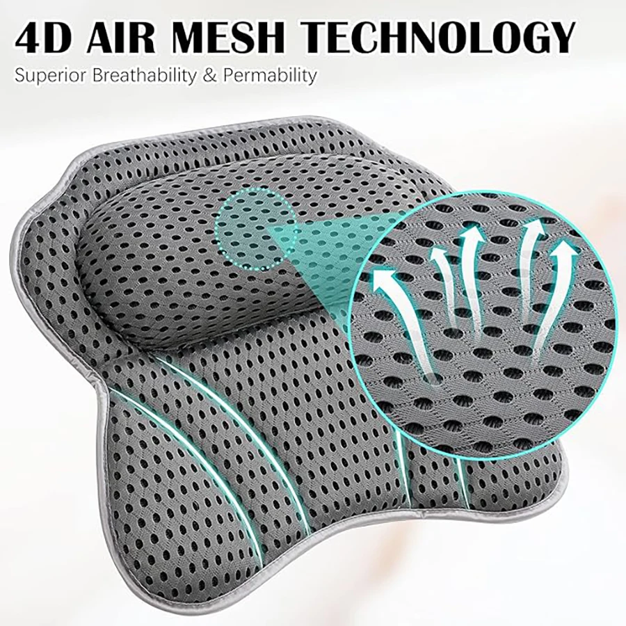 Almohada de baño, almohada para bañera, soporte para el cuello y la espalda, cojín de Spa de malla transpirable 3D ultrasuave, reposacabezas, accesorios de baño, regalos