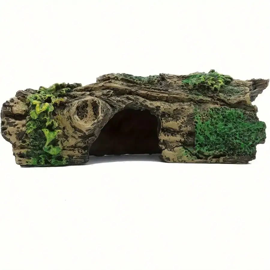 Adorno realista de cueva de acuario con diseño verde, crea un cómodo punto oculto para mejorar los animales acuáticos