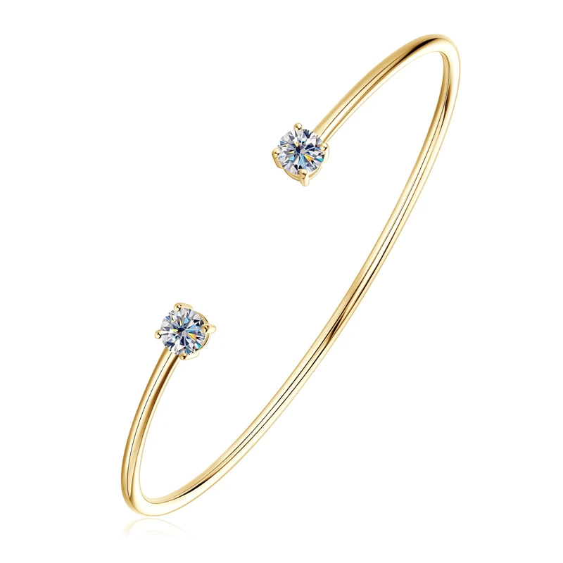 Anziw 5mm 0.5CT D VVS1 brazalete de moissanita pulsera de plata de ley 925 auténtica para mujer puños con apertura manual regalos de joyería fina