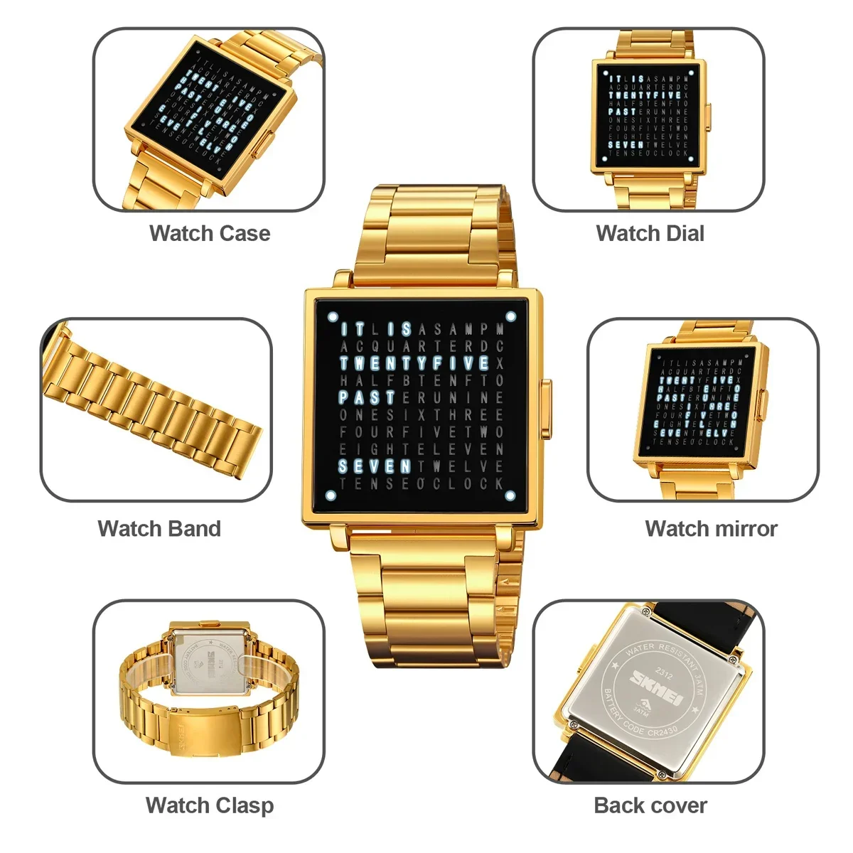 Reloj de pulsera Skmei 2312 a la moda para Hombre y mujer, Reloj resistente al agua con luz LED, relojes electrónicos deportivos digitales para exteriores, Reloj para Hombre