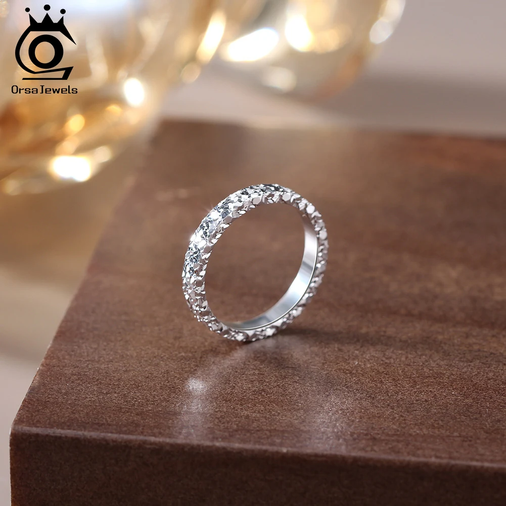 ORSA JEWELS Anillos de dedo de Plata de Ley 925 brillantes clásicos Plata de Ley 925 auténtica joyería nupcial exquisita diaria para boda APR34