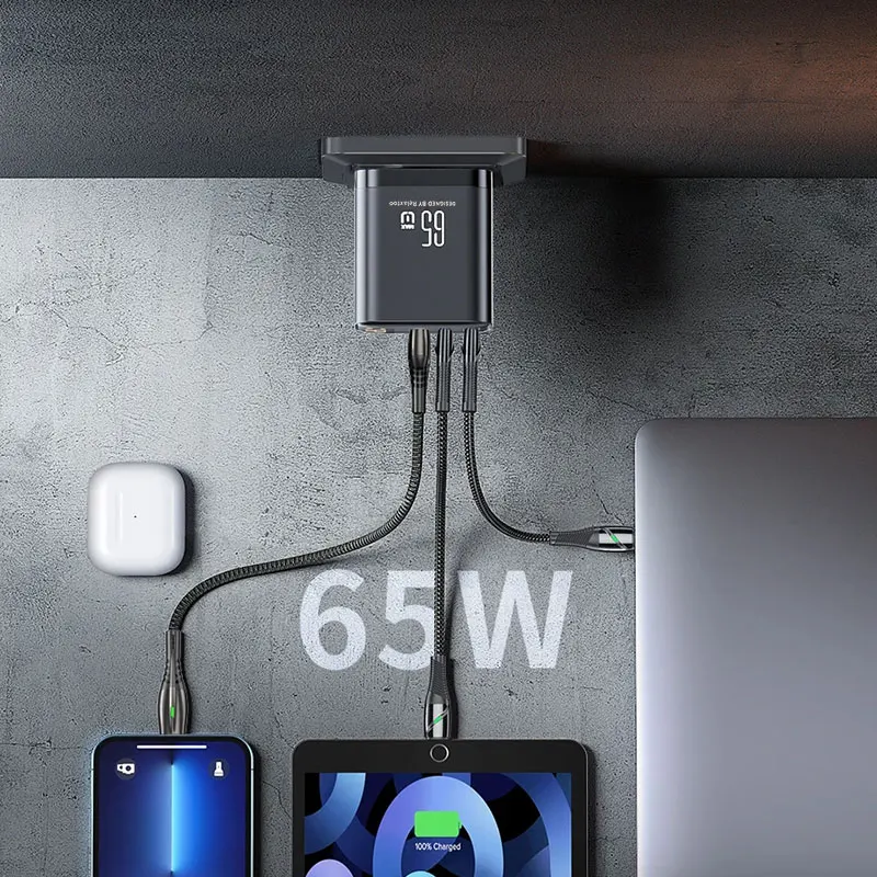 Cargador USB Tipo-C de 65w, Cargador Rápido PD, Cargador Dual USB C de 45W 30w para iPhone, Samsung S26 S25, Laptop, Tablet