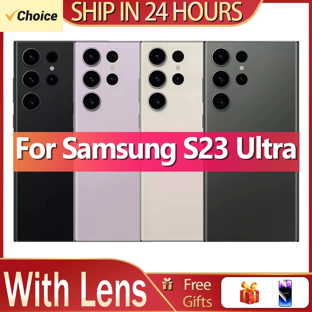Para Samsung Galaxy S23 Ultra cubierta trasera de batería Panel de vidrio puerta trasera funda carcasa lente de cámara reemplazar