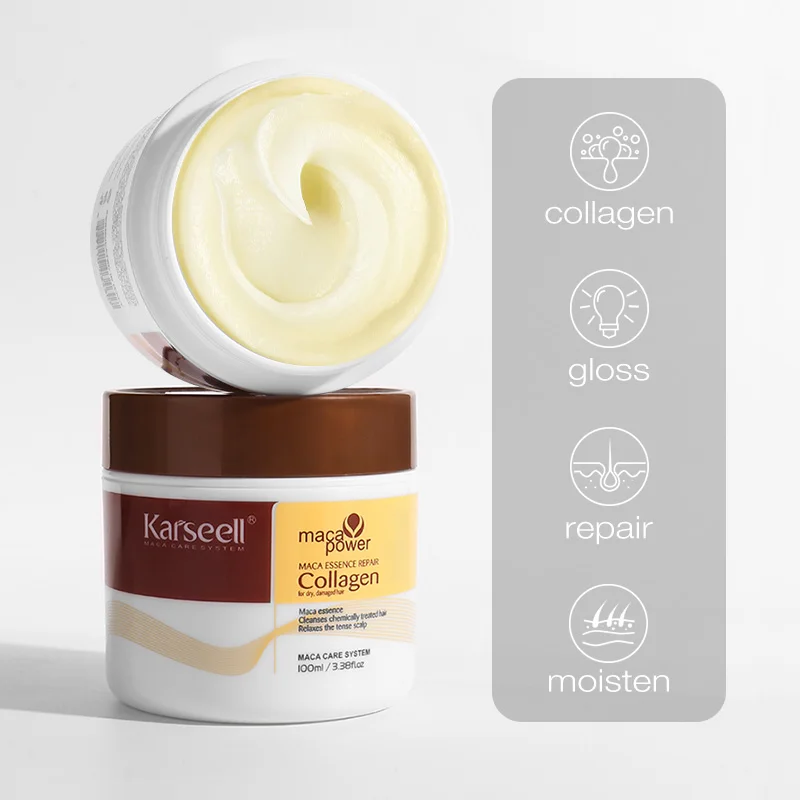 Mascarilla Capilar de Colágeno Karseell, Acondicionador Hidratante de Reparación Profunda, Suavizante Anti-Frizz, Reparador para Cabello Seco y Dañado, Perfecto para Todo Tipo de Cabello