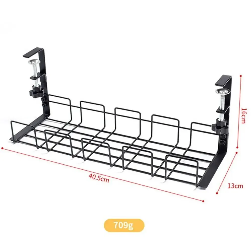 Estante de almacenamiento debajo de la Mesa, bandeja de gestión de cables de Metal, organizador de cables para escritorio de oficina en casa, sin perforación, accesorios de almacenamiento de cocina