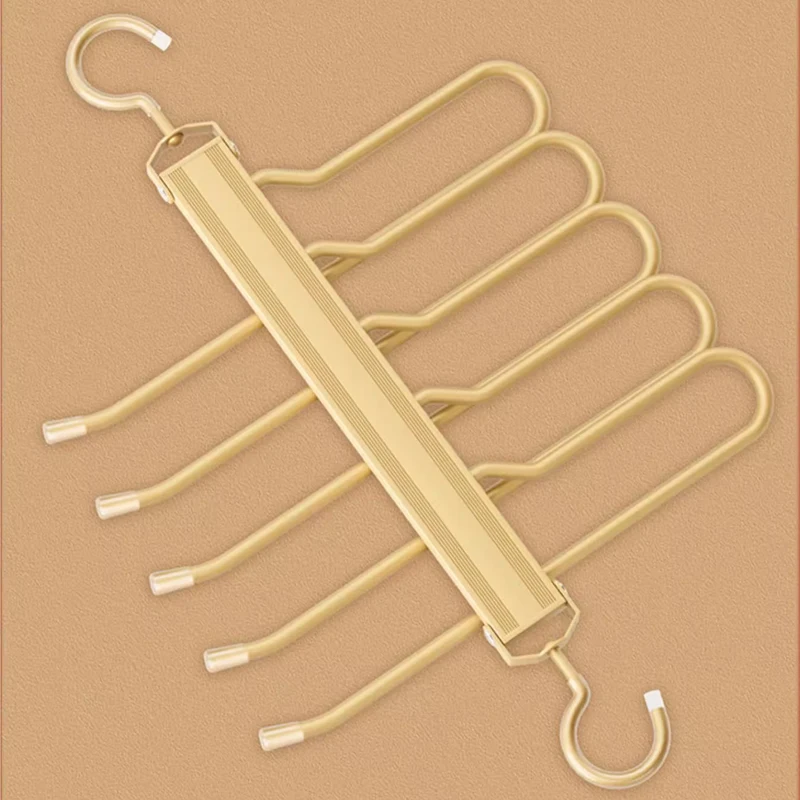 Perchas para pantalones 6 en 1, estante de almacenamiento para pantalones de aleación de aluminio multicapa mágico, perchas para pantalones de tela portátiles plegables y giratorias 360