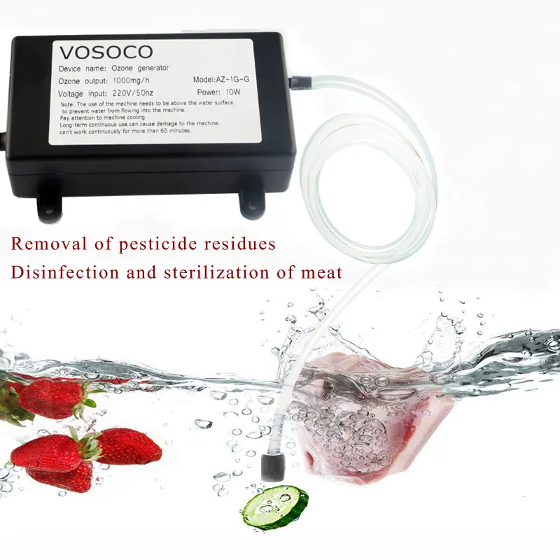 VOSOCO-generador de ozono de 1000mg, ozonizador, purificador de aire y agua, limpiador de frutas, verduras, carne, limpieza, cocina, inodoro, desodorizar, 220V, 110V