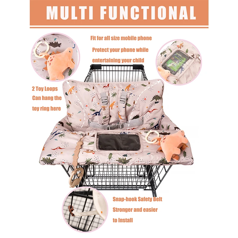 Funda multifuncional para carrito de compras de bebé con correa de seguridad, funda para silla alta, fundas portátiles para carrito de comestibles para bebés y niños pequeños