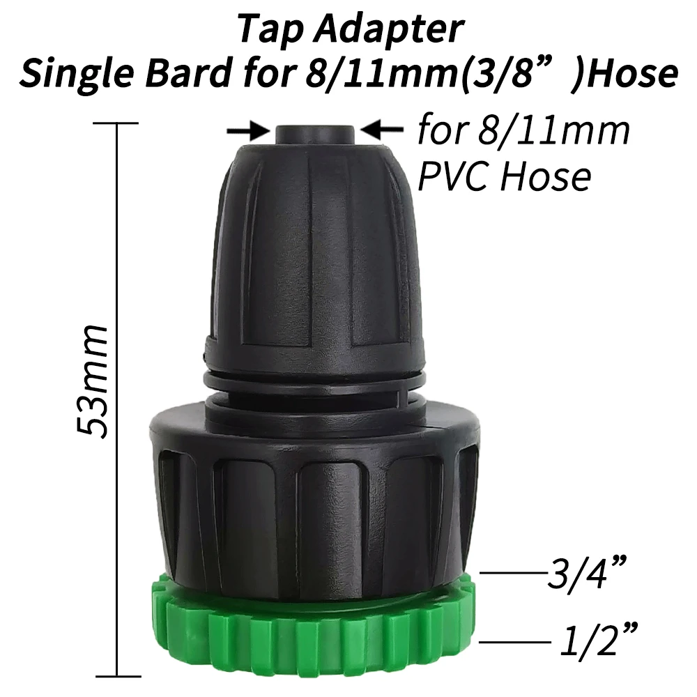 WUJIE 3X adaptador de grifo de jardín conectores de manguera divisores hembra 1/2 "3/4" a 4/7mm 8/11mm 16mm accesorio de tubería de riego por goteo