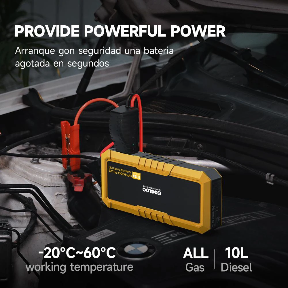 GOOLOO 4000A Arrancador de Batería Portátil 20000mAh, Arrancador de Coches, Batería Externa 12V, Dispositivo de Arranque para Gasolina y Diésel