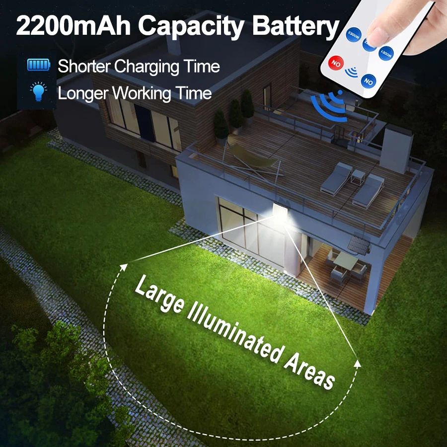 Luces solares LED 228/328 lámpara de pared con Sensor de movimiento PIR para exteriores IP65 farola impermeable con control remoto para iluminación de jardín