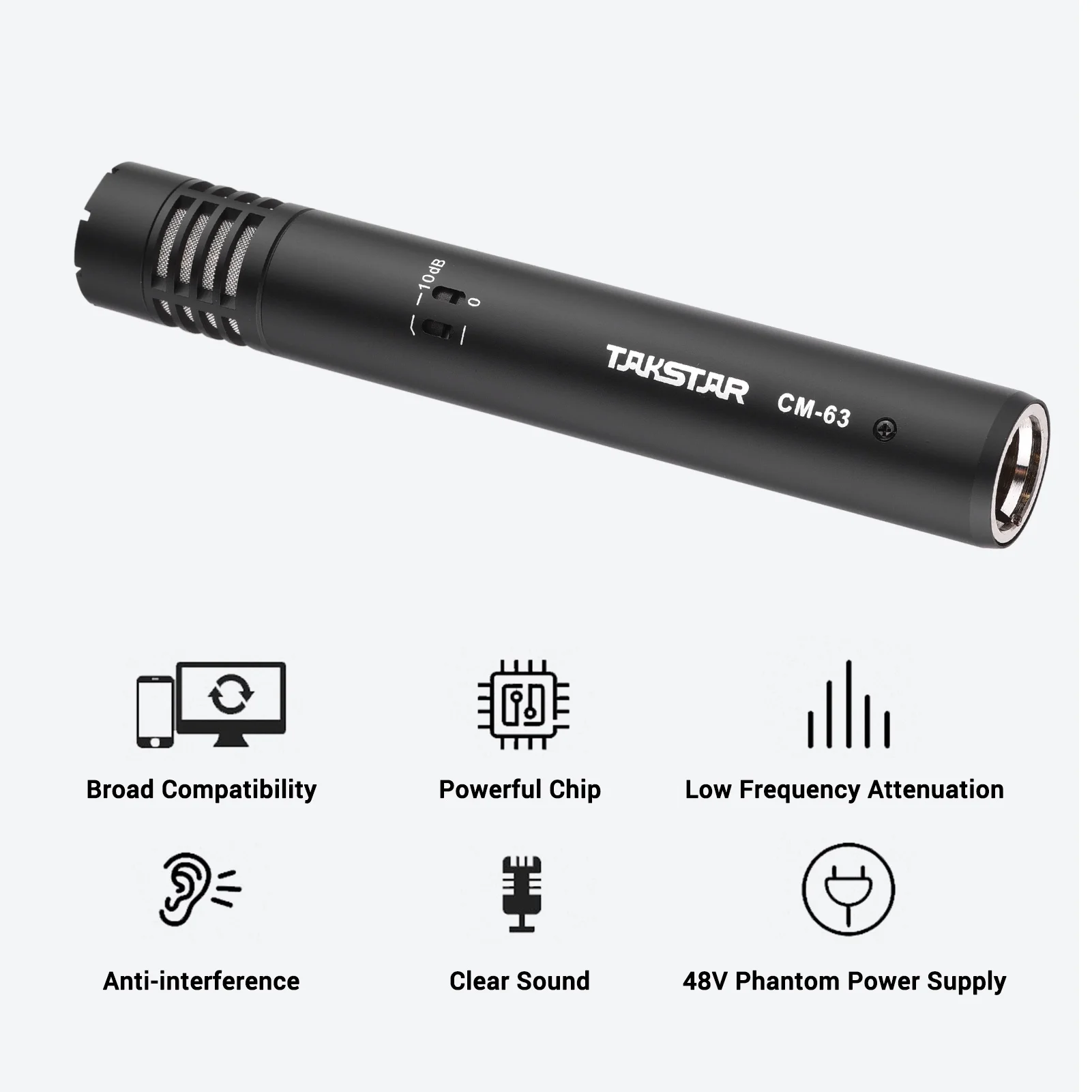 TAKSTAR CM-63 micrófono condensador de diafragma profesional micrófono cardioide XLR resistente a la humedad para micrófono de grabación de estudio