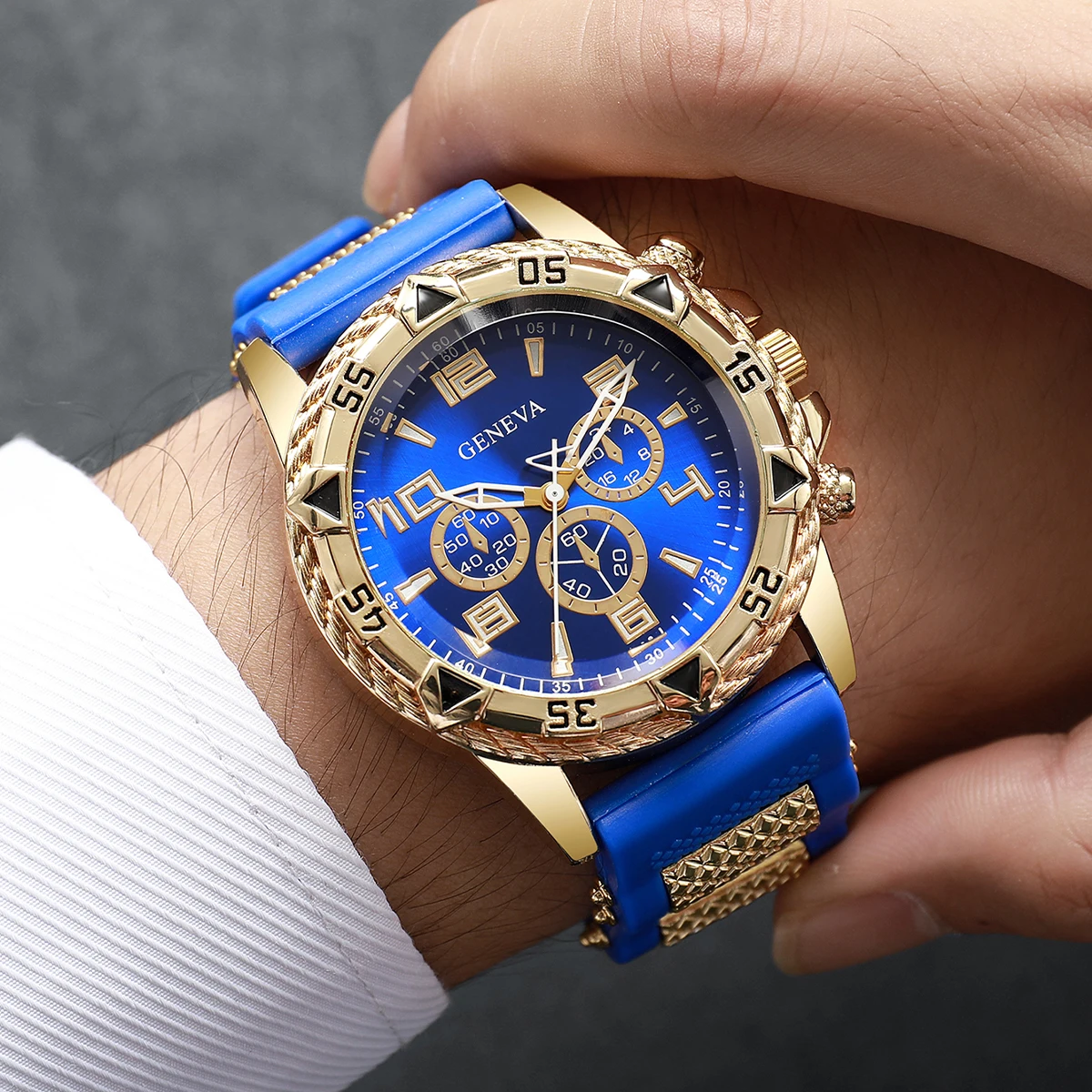 2 piezas de reloj de cuarzo para hombre, relojes de negocios a la moda para hombre, relojes de pulsera con banda de silicona