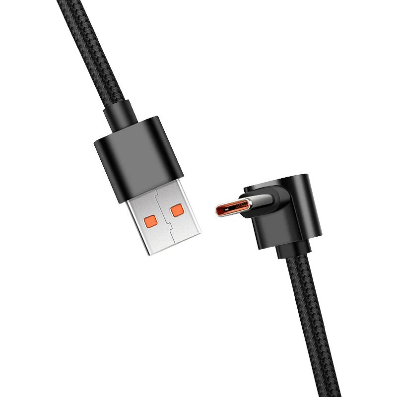 0,25 m/0,5 m/1m/2m codo de 90 grados Nylon trenzado 5A codo de carga rápida USB a Cable tipo C para iPhone Samsung Huawei Xiaomi