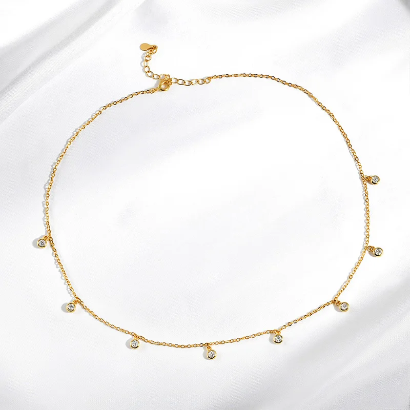 Smyoue-collar con colgante de moissanita auténtica para mujer, 8 piedras con certificado de burbuja, 100%, cadena clásica para el cuello, plata de ley 925 chapada en 18K